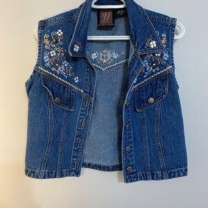 Embroidered Denim Vest